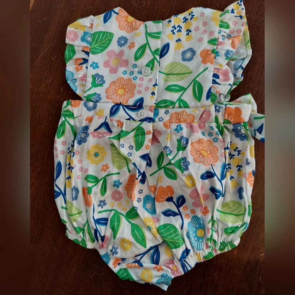 🎁10/$25 -Good Lad romper,  3 months,  girly, floral with ruffles